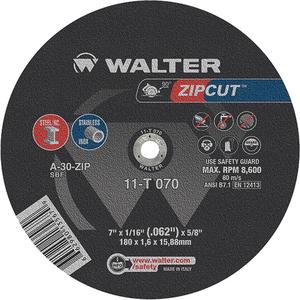 Zipcut™ Reinforced Cut-Off Wheel - 7", 1/16", 5/8", 8600, 1, Aluminum Oxide, A-30-ZIP