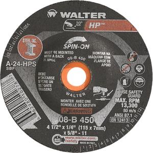 HP™ Spin-On Grinding Wheel - 4-1/2", 5", 1/4", 5/8"-11, 13300, 27S, A-24-HPS