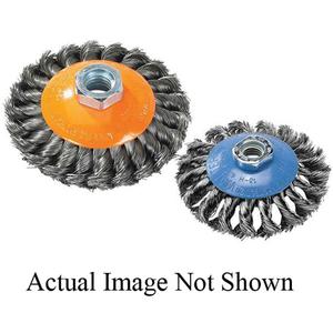 Knot-Twisted Wire Saucer Cup Brush - 6", 0.02", Steel, 5/8"-11, 12500