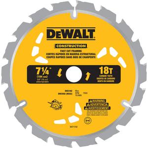 Fast Cut Framing Carbide-Tipped Saw Blade - 7-1/4", 5/8", 18, Wood