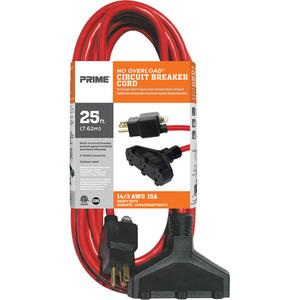 Vinyl Extension Cord - Outdoor, 25', 50', 100', 14/3, 15 A, Red, 125 V, 1875 W, 3, SJTW, '-40°C (-40°F), 60°C (140°F)