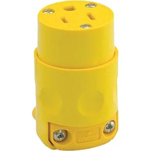 Commercial Grade Straight Blade Connector - 5-15R, Plastic, Yellow, 0.245 - 0.655", No. 18-3 thru 12-3 cords