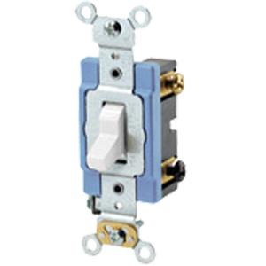 Back & Side-Wired Quiet Switch with 3-Way Toggle - White, 120 V/277 V, Toggle, Non-Dimmable, AC, 15, 10 Years