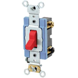 Back & Side-Wired Quiet Switch with 3-Way Toggle - Red, 120 V/277 V, Toggle, Non-Dimmable, AC, 15, 10 Years