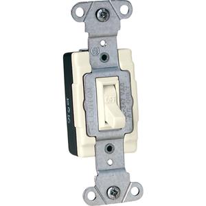 Back & Side-Wired Quiet Switches with Single-Pole Toggle - Ivory, 347 V, Toggle, Non-Dimmable, AC, 15, 10 Years