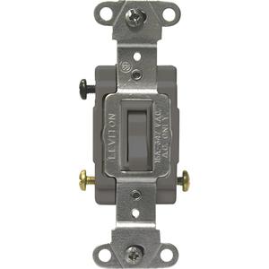Back & Side-Wired Quiet Switches with 3-Way Toggle - Grey, 347 V, Toggle, Non-Dimmable, AC, 15, 10 Years