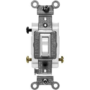 Back & Side-Wired Quiet Switches with 3-Way Framed Toggle - White, 120 V/277 V, Toggle, AC, 15, 10 Years