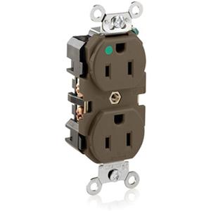 Back & Side-Wired Straight Blade Receptacle with Nickel-Plated Brass Strap - Brown, 12.0 Amps, 125 V, 2, #14-#10 AWG, 10 Years
