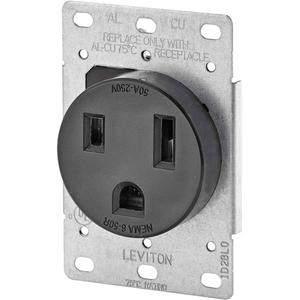 Industrial Grade Flush Mount Outlet - Black, 50 Amps, 250 V, 1, Not Tamper-Resistant, Thermoplastic, 3