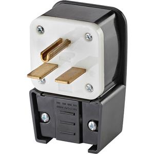 Industrial Angled Grounding Extension Plug - 30 A, 6-30P, Super Tough Nylon, 0.625" - 1.375", 250, Black