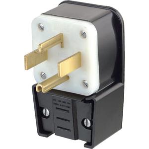 Industrial Power Grounding Extension Plug - 30 A, 14-30P, Super Tough Nylon, 0.625" - 1.375", 125/250, Black