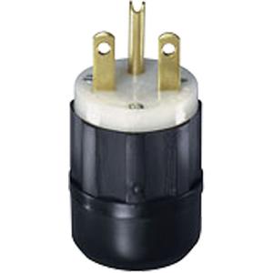 2-Pole 3-Wire Grounding Straight Blade Plug - 15 A, 6-15P, 250 V, Nylon, Black Nylon