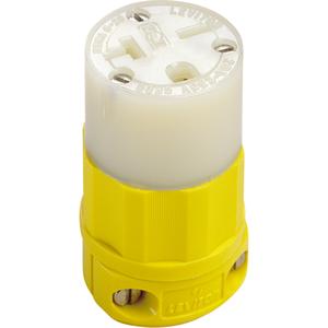 2-Pole 3-Wire Grounding Straight Blade Connector - 5-20P, Nylon, Yellow Nylon, 20, 125