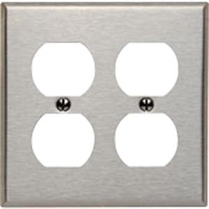 2-Duplex Receptacle Wallplate - Stainless Steel, Duplex, 2, Stainless Steel