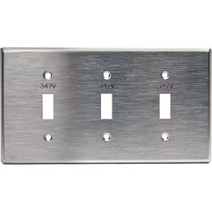 3-Toggle Wallplate - Stainless Steel, Switch, 3, Stainless Steel