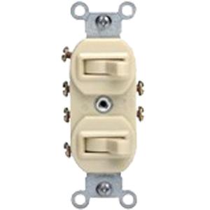 Combination 2 3-Way Switches - Ivory, 240 V, Toggle, Non-Dimmable, AC, 15