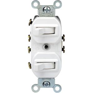 Combination 2 3-Way Switches - White, 120 V/277 V, Toggle, Non-Dimmable, AC, 15