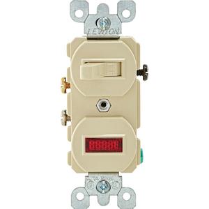 Combination Single-Pole Switch & Neon Pilot Light - Ivory, 120 V, Non-Dimmable, AC, 15