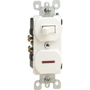 Combination Single-Pole Switch & Neon Pilot Light - White, 120 V, Non-Dimmable, AC, 15