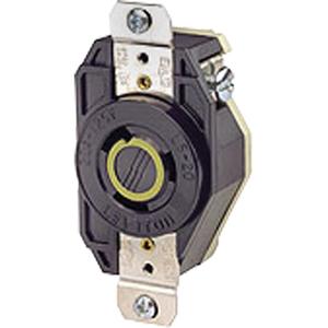 Single Flush 2-Pole 3-Wire Grounding  Receptacle - Nylon, 125 V, 20 Amps, Black & White, L5-20R, 10 Years