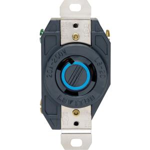 Industrial Grade Flush Mount Locking Receptacle - Nylon, 250 V, 20 Amps, Black, L6-20R, Valox, Brass, Chromate Brass, Brass
