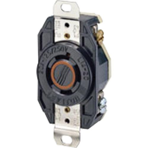 Single Flush 3-Pole 4-Wire Grounding Receptacle - Nylon, 125 V/250 V, 20 Amps, Black Nylon, L14-20R, 10 Years