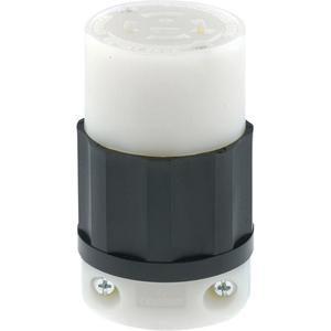 Industrial Grade Locking Connector - Impact Modified Nylon, 120 V/208 V, 20 Amps, Black and White, L21-20R, Yes