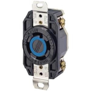 Single Flush 3-Pole 4-Wire Grounding Receptacle - Nylon, 30 V/250 V, 30 Amps, Black, L15-30R