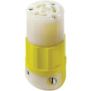 2-Pole 3-Wire Grounding Locking Connector - Nylon, 250 V, 15 Amps, Yellow and White, L6-15R