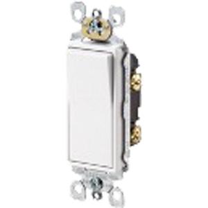 Decora® Quiet Rocker Switch with Single-Pole Toggle - White, 120 V/277 V, Push, Non-Dimmable, AC