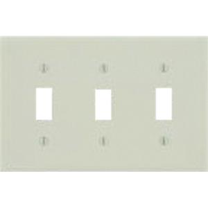 3-Toggle Wallplate - Almond, Switch, 3, Plastic
