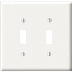 2-Toggle Wallplate - White, Switch, 2, Plastic