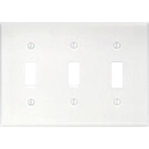 3-Toggle Wallplate - White, Switch, 3, Plastic