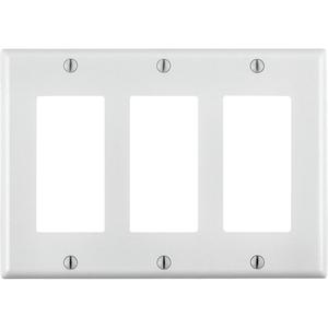 Standard Size Wall Plate - White, Decorator, 3, Thermoplastic, Indoor
