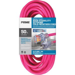 Neon Flex® High Visibility Extension Cord - Outdoor, 50', 100', 12/3, 15 A, Neon Pink, 125 V, 1875 W, 1, SJTW, '-50°C (-58°F), 60°C (140°F)