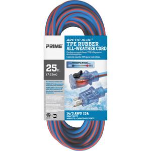 Arctic Blue™ Extension Cord - All-Weather, 25', 50', 100', 14/3, 15 A, Blue, 1875, 1, SJEOW, '-50°C (-58°F), 105°C (221°F), 3