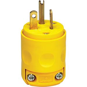 Commercial Grade Straight Blade Plug - 20 A, 5-20P, 125 V, Plastic, Yellow, 0.245 - 0.700", No. 18-3 thru 12-3 cords