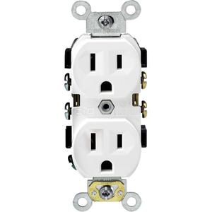 Back And Side-Wired Grounding Straight Blade Receptacle - White, 15 A, 125 V, 2, 5-15 R, 3, 2, 10 Years
