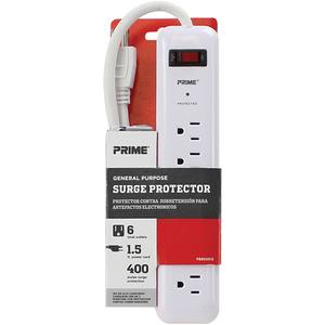 Surge Protector - 6, 2', 400 J, 1875 W, 125 V