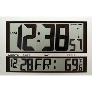 Jumbo Clock - Battery Operated, Wall/Surface, Digital, Plastic, Silver, 16.5" (42 cm), 1.7" (4.4 cm), 11" (27 cm), 3 x C