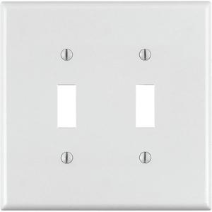 Toggle Switch Wall Plate - White, Switch, 2, Thermoplastic, Indoor