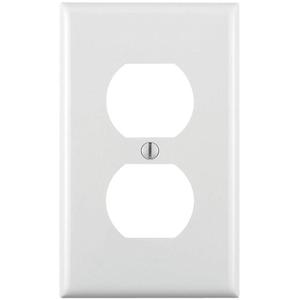 Receptacle Wall Plate - White, Duplex, 1, Thermoplastic, Indoor, Standard