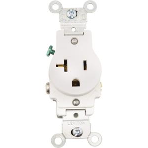 Commercial Smooth Face Outlet - White, 20 Amps, 125 V, 1, Not Tamper-Resistant