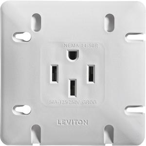 Flush Mount Range & Dryer Receptacle - White, 50 Amps, 125 V/250 V, 1, Not Tamper-Resistant