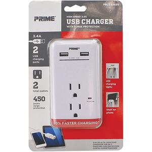 Prime® USB Charger with Surge Protector - 2, 2