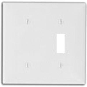 Combination Blank & Toggle Wallplate - White, Plastic