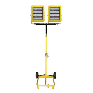 Dual-Head Cart with Winch - LED, 60000, 400W, Aluminum, 90-277V AC, 4500K, Aluminum and polycarbonate light heads, steel cart and mast, foam-filled rubber tires