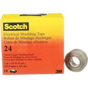 Scotch® Electrical Shielding Tape - 25.4 mm (1"), 4.6 m (15'), 16 mils, Black, Tinned Copper
