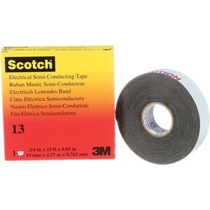 Scotch® Electrical Semi-Conducting Tape - 19 mm (3/4"), 4.6 m (15'), 30 mils, Black, Ethylene Propylene Rubber, Semi-Conducting EPR with Liner