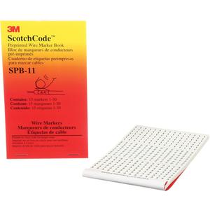 ScotchCode™ Pre-Printed Wire Marker Book - 1 to 30, Natural Rubber, White